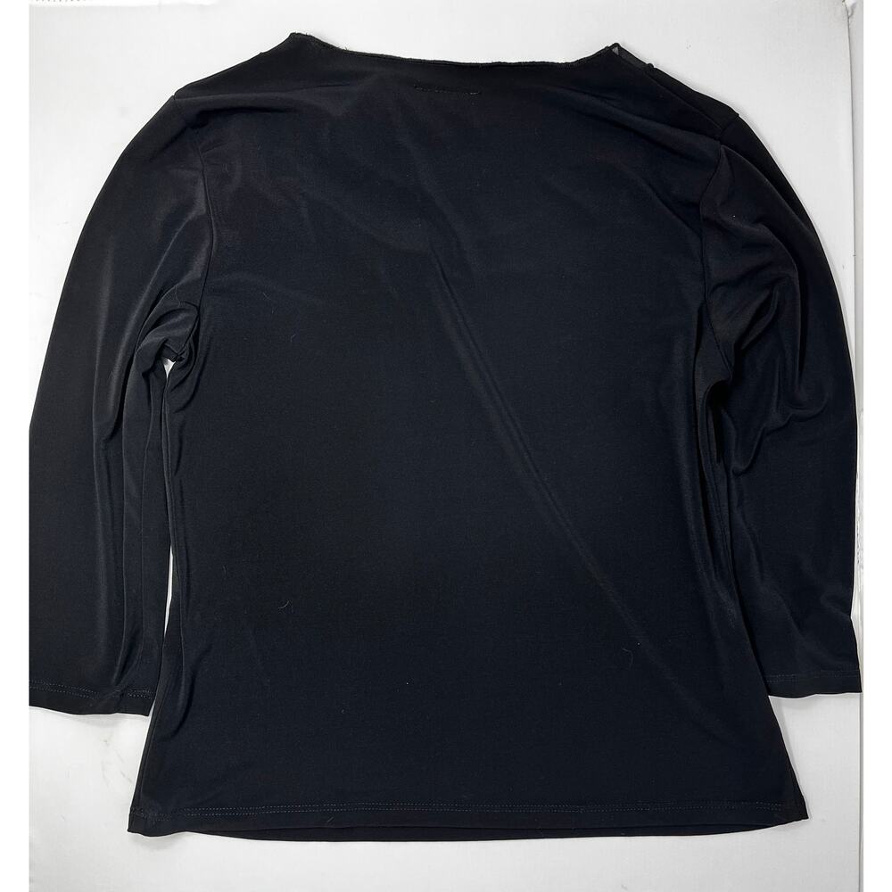 Vintage Biyaycda Career Woman's Black Blouse with sheer bow size M Pre-Owned